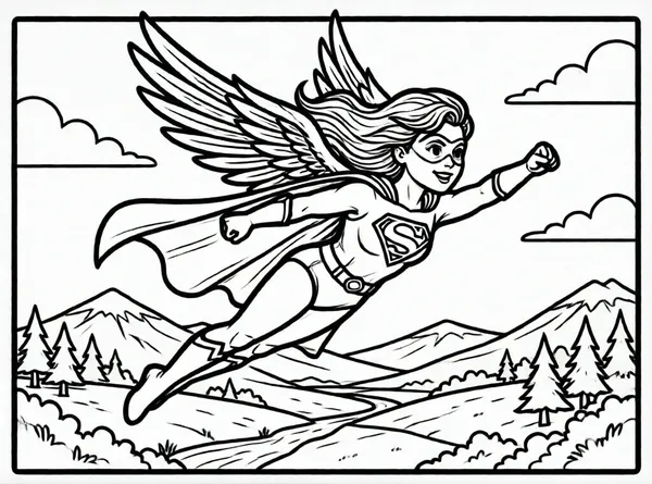 superheroina con alas de ángel