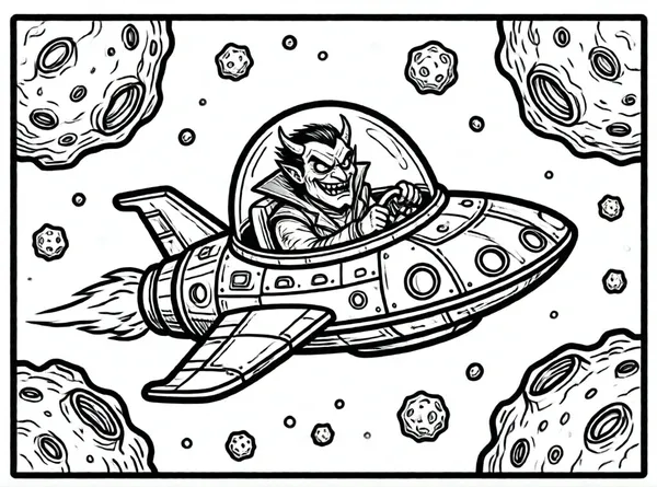 villano pilotando nave espacial