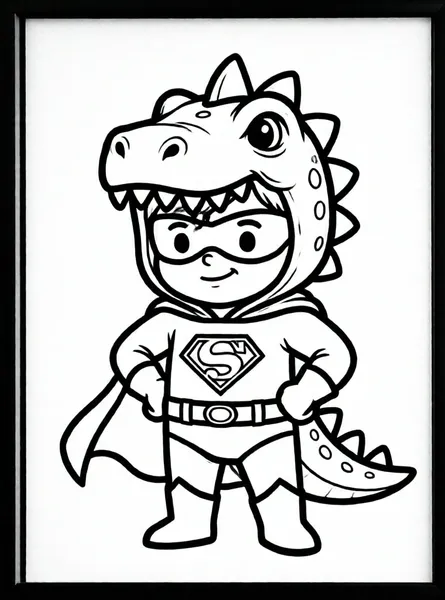 héroe con disfraz de dinosaurio