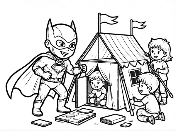 superhéroes construyendo un fuerte