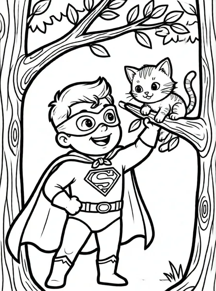 el superhéroe y el gatito