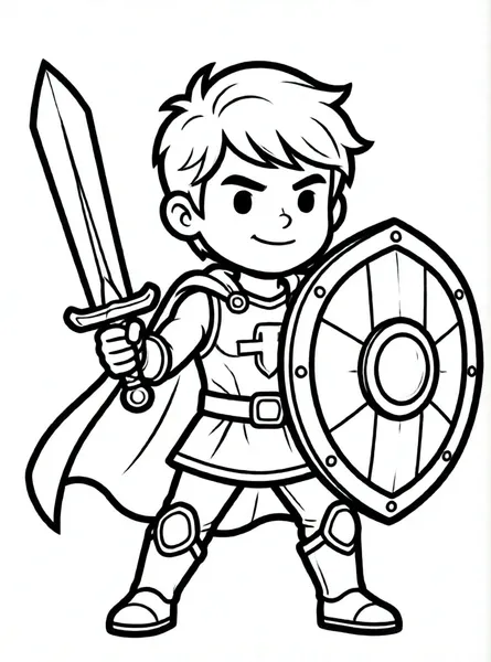 pequeño héroe con escudo y espada