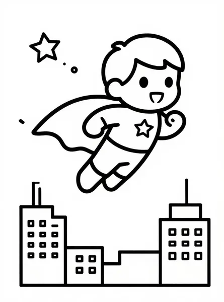 superhéroe volando sobre la ciudad