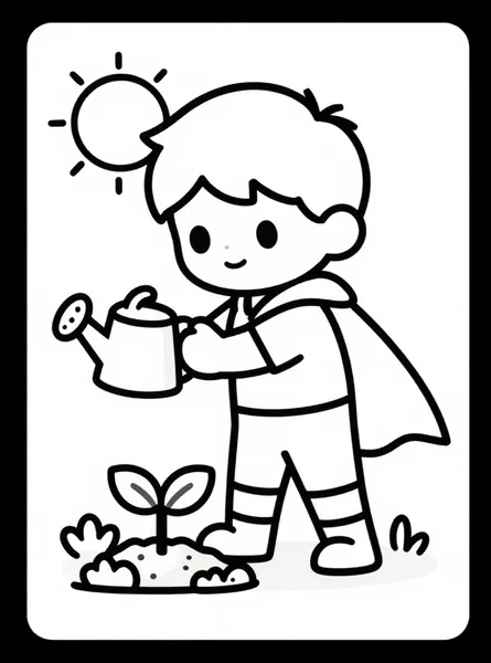 el pequeño héroe y su planta