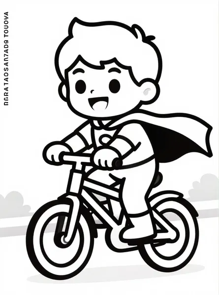 superhéroe pequeño en bicicleta
