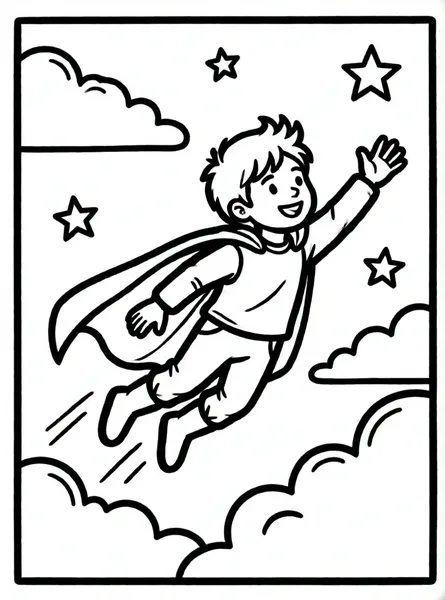 héroe volando entre nubes