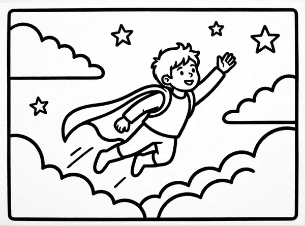 héroe volando entre nubes