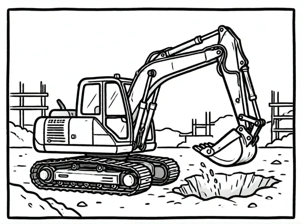 excavadora cavando un hoyo