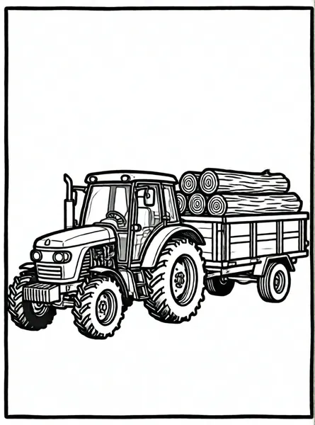 tractor con remolque de madera