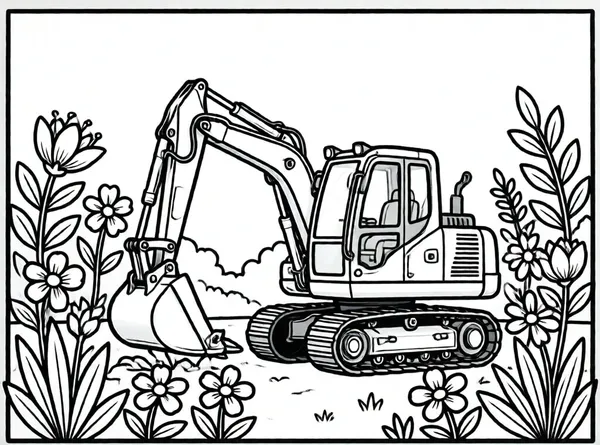 retroexcavadora en un jardín
