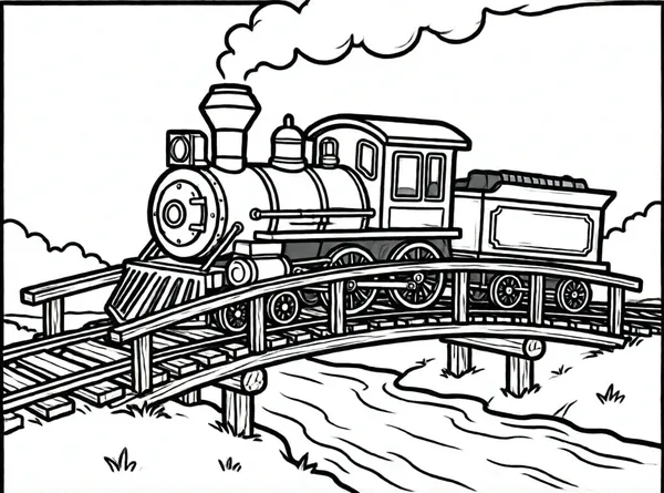 tren vapor cruzando puente madera