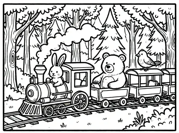 trenito animales caminando bosque