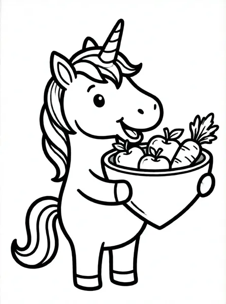 unicornio comiendo en un tazón
