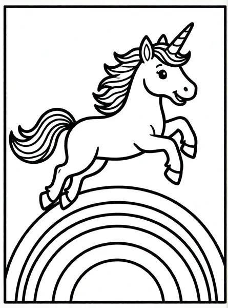 unicornio saltando sobre arcoíris
