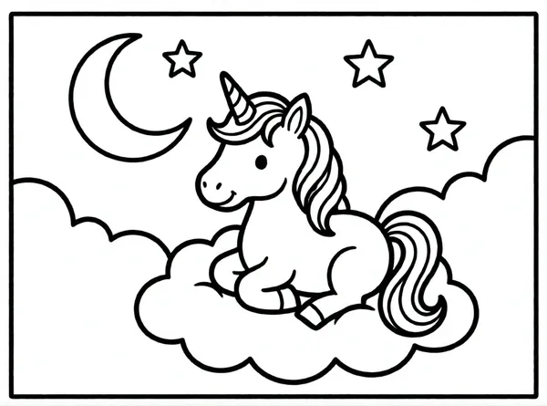 unicornio mágico en las nubes