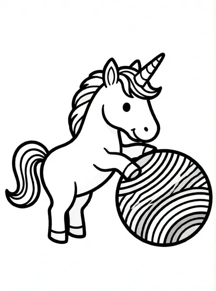unicornio jugando con pelota de arcoíris