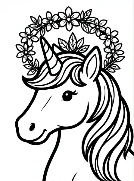 unicornio con corona de flores silvestres