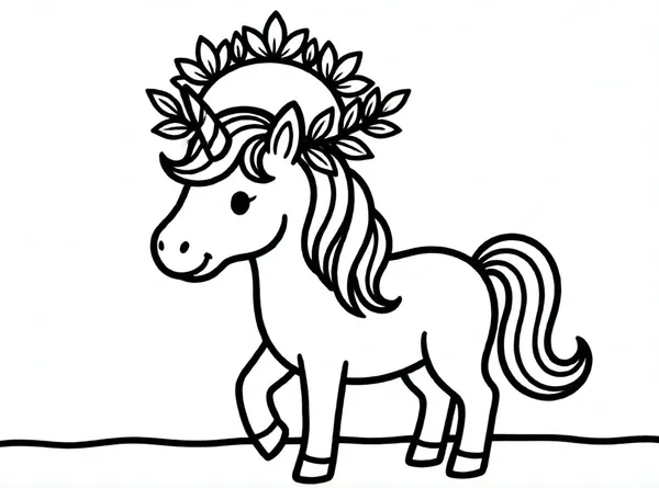 unicornio con corona de flores silvestres