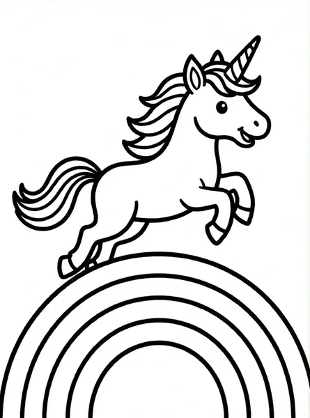 unicornio saltando sobre arcoiris