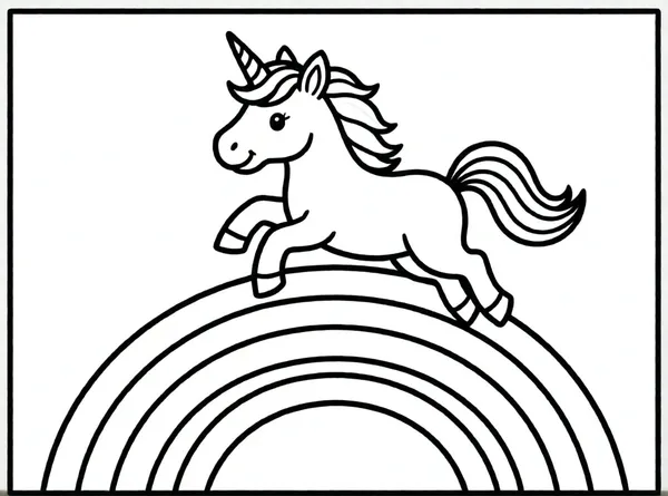 unicornio saltando sobre arcoiris