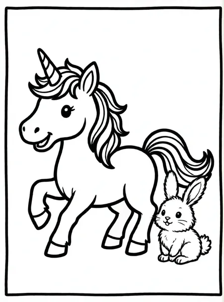 unicornio trotando junto a conejito