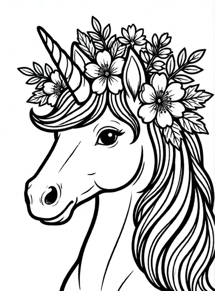 unicornio con corona de flores