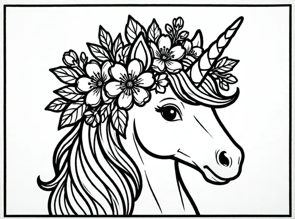 unicornio con corona de flores