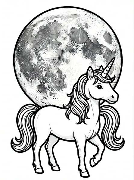 unicornio bajo luna llena