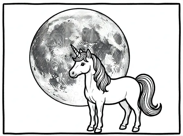 unicornio bajo luna llena