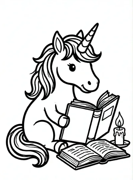 unicornio leyendo libro antiguo