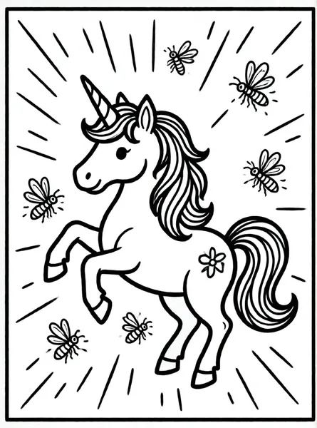 unicornio bailando con luciérnagas