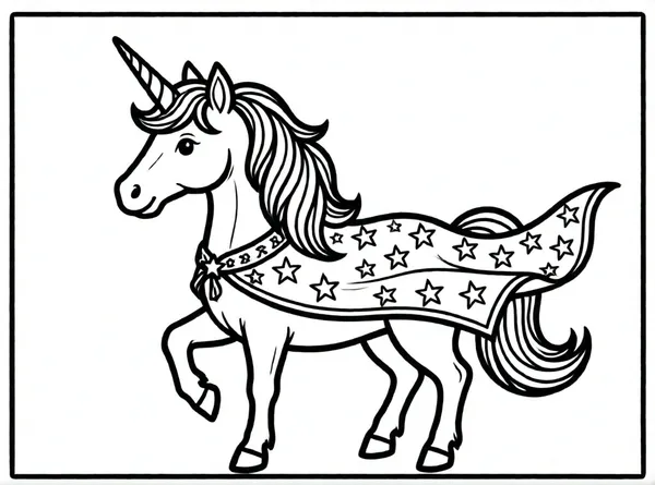 unicornio con capa estrellada
