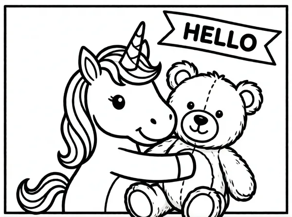 unicornio abrazando un osito