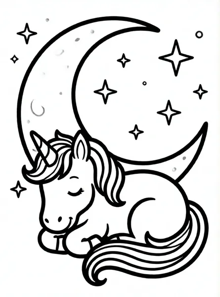 unicornio durmiendo bajo la luna