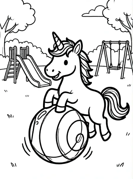 unicornio jugando en el parque