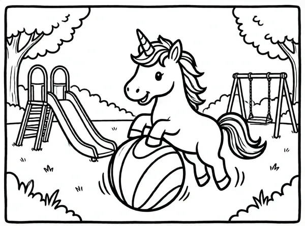 unicornio jugando con una pelota