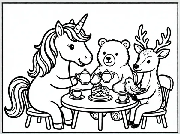 merienda mágica con unicornio y amigos