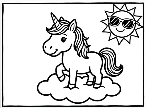 unicornio feliz en una nube