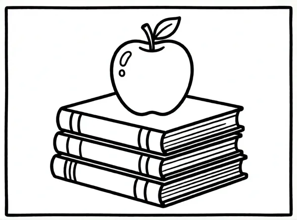 manzana sobre libros apilados