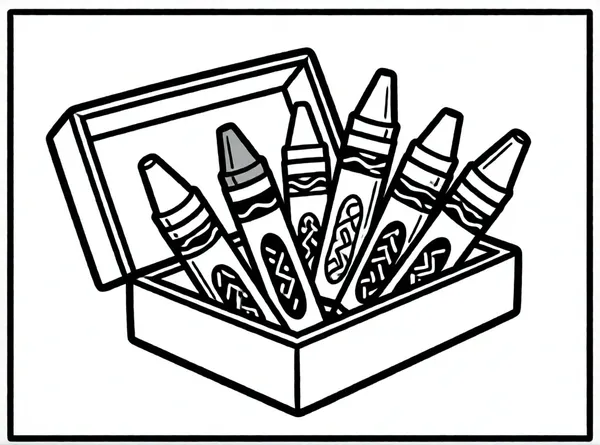 caja de crayones abierta