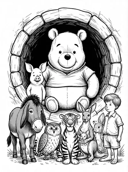 Pooh Stuck in the Rabbit's Burrow
