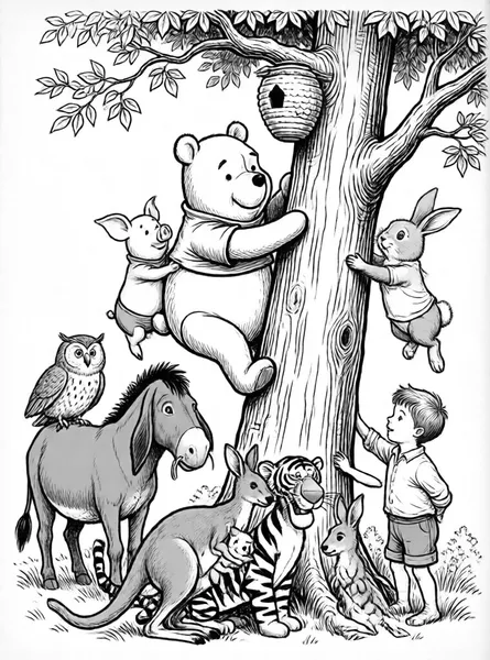 Pooh Climbs the Tree